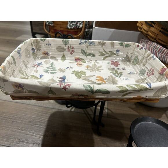 Longaberger 9 X 13 Serving Solutions Basket Botanical Fields liner & Protector - Picture 2 of 3